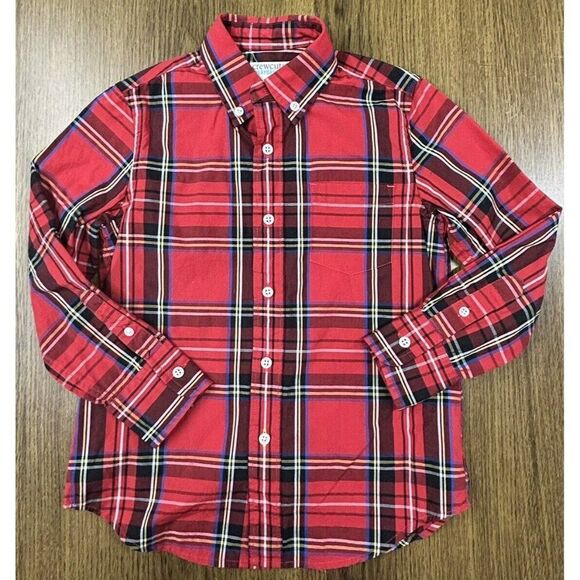 Crewcuts J Crew Everyday Boys Button-Up Shirt Red Black Blue Flannel Kids Sz 4/5 - Picture 1 of 8